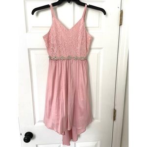 Girl’s Rose Pink Dress with Gemstone Belt